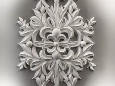 Wall decor flowers with leaves for milling CNC machines 3D print model