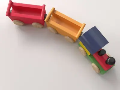 Wooden Toy Train 3D model