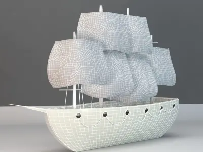 Decor-ship wooden sailing ship lamp Free 3D model