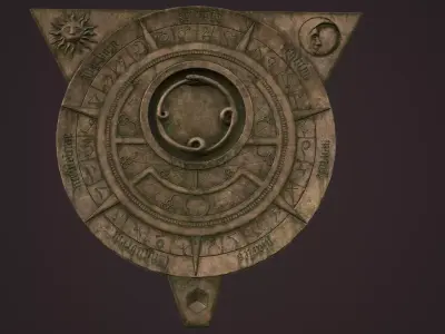 Fantasy occult astrolabe Low-poly 3D model