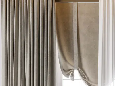 Hadi Curtain With Roman Blind 68 Low-poly 3D model