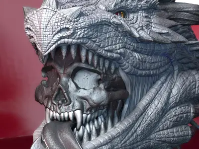 Dragon and skull -V02 3D print model