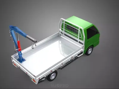 COMPACT SMALL MINI PICKUP TRUCK WINCH HOIST HYDRAULIC CRANE JIB 3D model