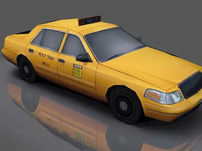 Taxi Low-poly 3D model Game Ready New  Asset  Low-poly 3D model
