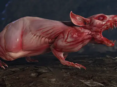 Mutant Rat Low-poly 3D model