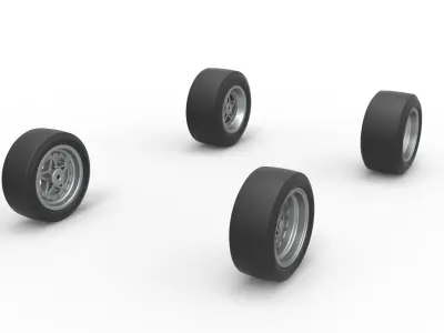 Wheel set of Pavement Midget car Scale 1 to 25 3D print model