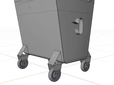 TRASH BIN WITH RIGGED LID FROM 1980s 400 LITERS Low-poly 3D model