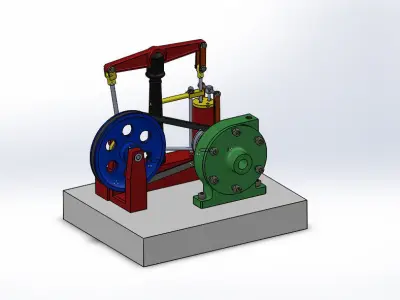 Miniature Steam Engine with Horizontal Beam and Centrifugal P... Free 3D model