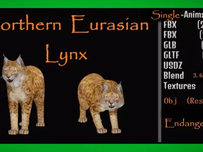 Northern Eurasian Lynx Low-poly 3D model
