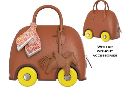 Hermes Mini Bolide Bag On Wheels Brown Low-poly 3D model