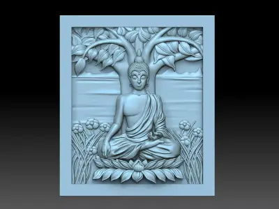 Buddha door with statue 3D print model