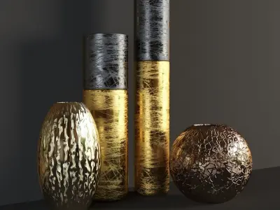vase623 gold and vases 3D model