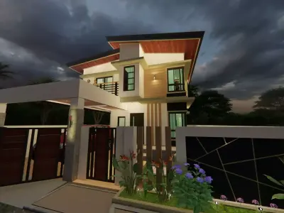 Modern Bungalow House 3D model