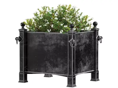 Flowers in the garden planter Restoration Hardware ArtDeco 3D model