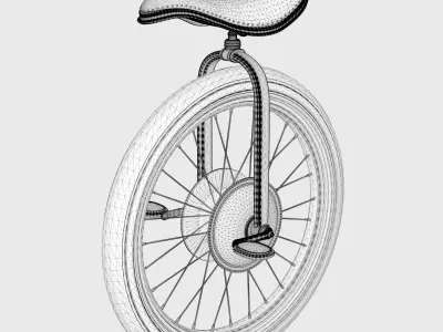 Historical Unicycle Low-poly 3D model
