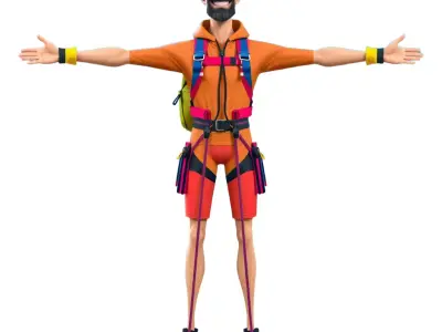 Vibrant Climbing Adventurer model pack Low-poly 3D model