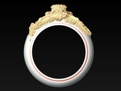 Dragon Ring - Ivory Elephants - Mens Rings - N614 3D print model