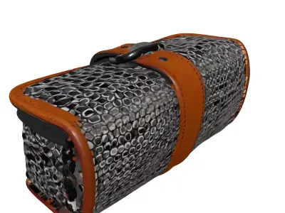 Scaled Metal Leather Pouch Case Low-poly 3D model