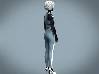 Ladies Ribbed gym Bralette with leggings 3D model