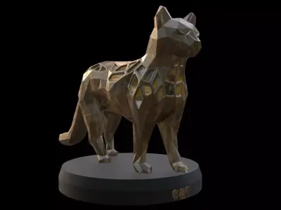 Steampunk Cat Low-poly 3D model