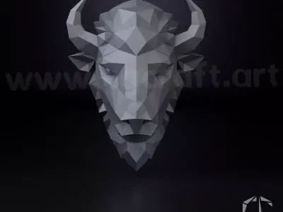 Bison Head Low Poly  3D print model