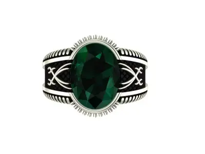 EMERALD GENTS RING 3D print model