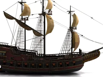 Highly Detailed Pirate Ship Premium Design Historic Style 3D model