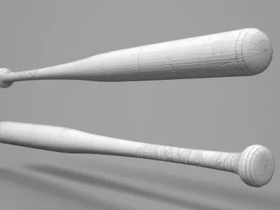 Game Ready Used Wooden Baseball Bat Low-poly 3D model