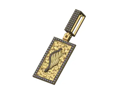 Hammered Diamond wing pendant with bail 3D print model