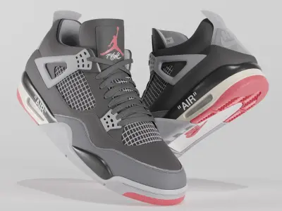 Jordan 4 Off White Bred  Low-poly 3D model