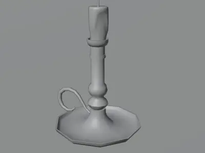 Candlestick gold candle holder Low-poly 3D model