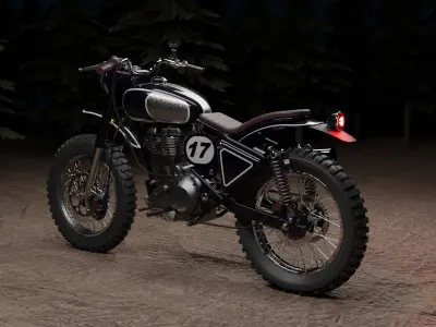 Custom Royal Enfield Scrambler Low-poly 3D model