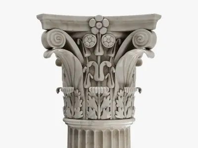 Roman Column High and LowPoly Version Low-poly 3D model