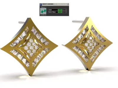 Diamond Stud Earrings with Nested Lozenge model je0152 3D print model