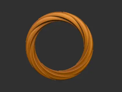 golden circular mirror wood frame decoration 3D print model