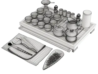 Chinese Tea Ceremony Set Big 3D model
