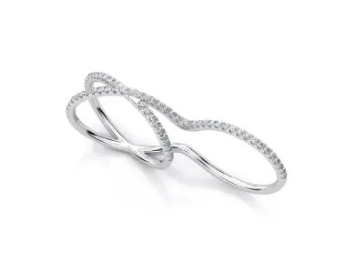 R RA03 diamond ring with two rows of diamonds 3D print model