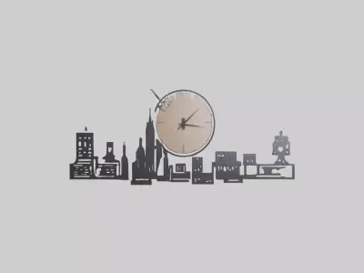 Cityscape Wall Clock model 3D model