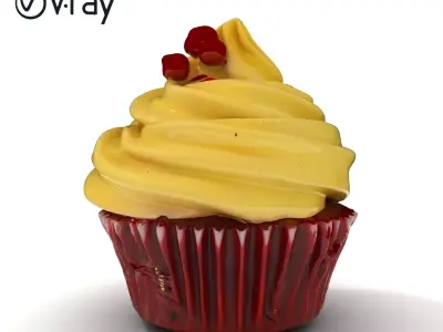 Delicious Red Velvet Cupcake model pack Low-poly 3D model