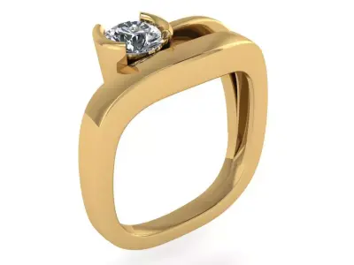square shape ring with half bezel set  3D print model