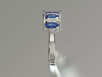 Floating Marquise Gemstone Cocktail Band model jr00281 3D print model