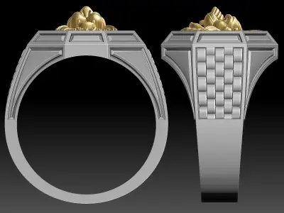 Lion Tiger Man Ring silver gold printable jewelry 3D print model