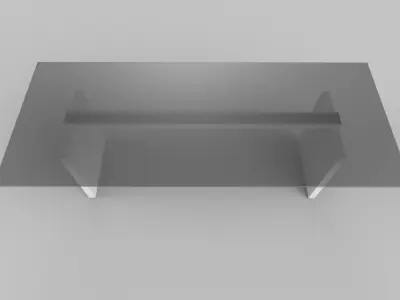 table glass and steel console Low-poly 3D model
