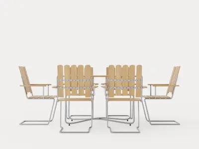 B25 dining set Low-poly 3D model