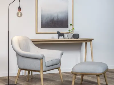 Scandinavian Armchair Set  3D model