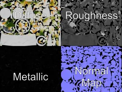 Elegant Marble Vase with Lilies Model Pack Low-poly 3D model