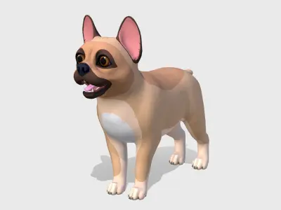 Cartoon Dog - French Bulldog Low-poly 3D model