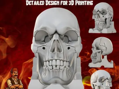Skull Bookend  Detailed Design for 3D Printing 3D print model