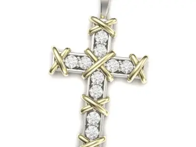 G0500 cross pendant with diamonds 3D print model