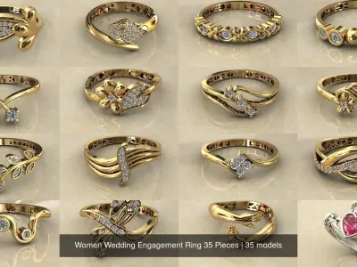 Women Wedding Engagement Ring 35 Pieces 3D Model Pack